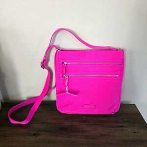 Vera Bradley Iconic Triple Zip Hipster Hot Pink